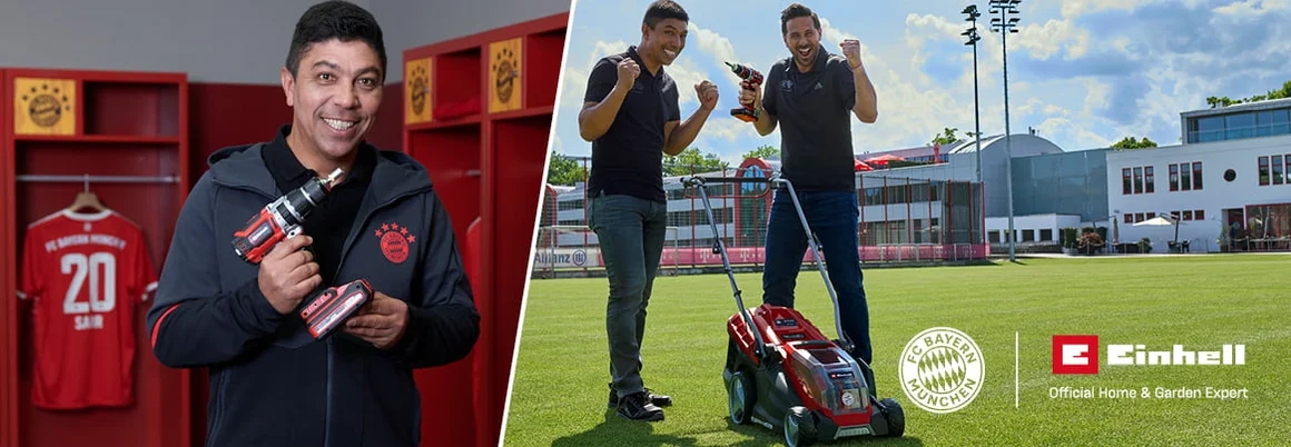 Personen in einer Sportkabine und auf einem Sportplatz